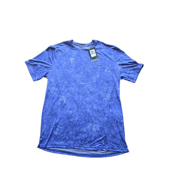 Under Armour Men’s Rush T-Shirt Large Sports Workout Gym Blue Marble Tie-Dye - Picture 1 of 5